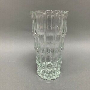 Clear Glass Vase Bamboo Pattern 7 1/8" High